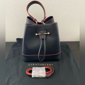 Strathberry Lana Osette Midi Bag Black with Fire Edge